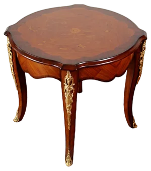 Louis XV Style Oval Table with Inlays and Golden Bronze Details, 1990s