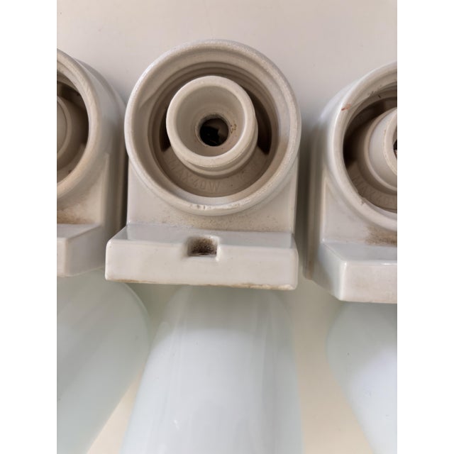 White White Porcelain & Opaline Glass Model 6080 Wall Lights by Sigvard Bernadotte for Ifö, 1960s, Set of 3 For Sale - Image 8 of 11