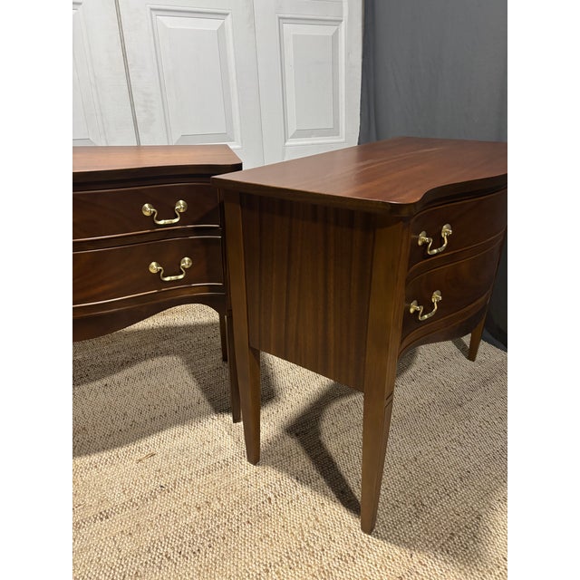 Wood Pair of Serpentine Front Nightstand For Sale - Image 7 of 17