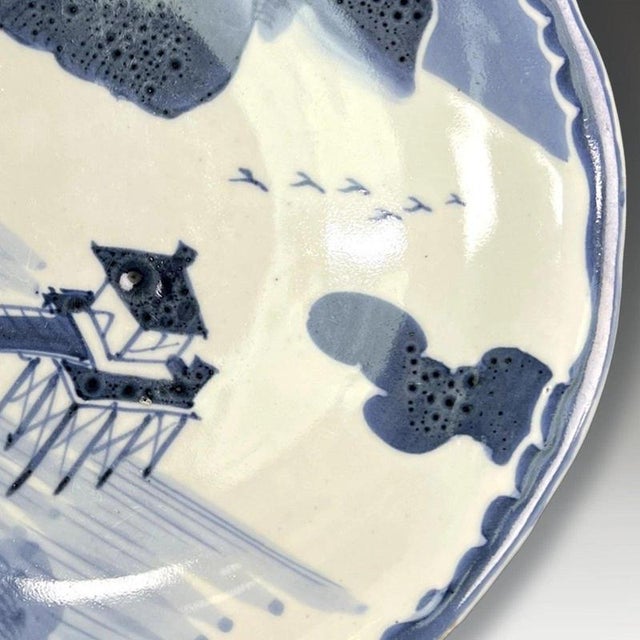 18th Century Antique Japanese Edo Arita Cobalt Porcelain Dish, 1750s For Sale - Image 5 of 8