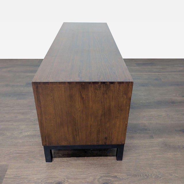 Wood Media Console on Metal Base For Sale In San Francisco - Image 6 of 8