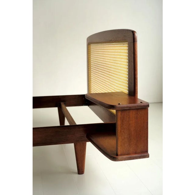 French Bed in Mahogany and Rattan by Roger Landault for Ligne Roset, 1960 For Sale - Image 10 of 13