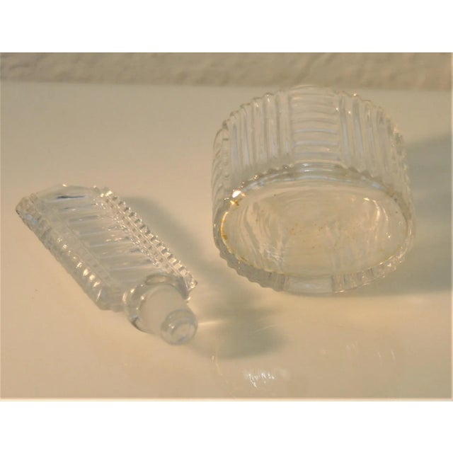 1930s Art Deco Czech Clear Cut Glass Round Perfume Bottle For Sale - Image 11 of 13