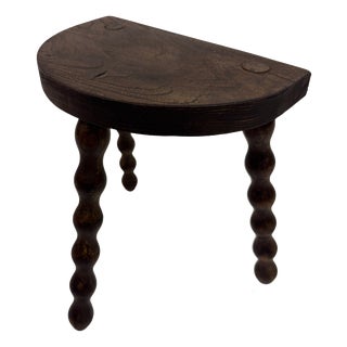 French Half-Moon Tripod Milking Stool, 1950s For Sale
