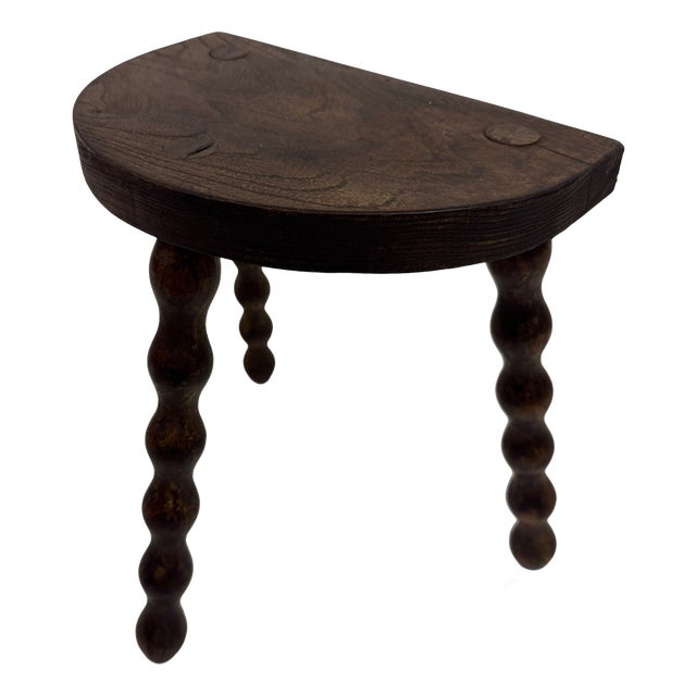 French Half-Moon Tripod Milking Stool, 1950s For Sale