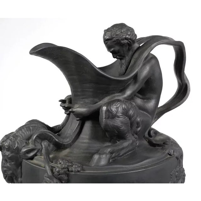 19th Century Antique 19th Century Wedgwood Basalt Ewer Urn "Sacred to Bacchus" After a Model by John Flaxman For Sale - Image 5 of 10