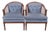 1990s Cane and Upholstered Club Accent Barrel Chairs a Pair For Sale