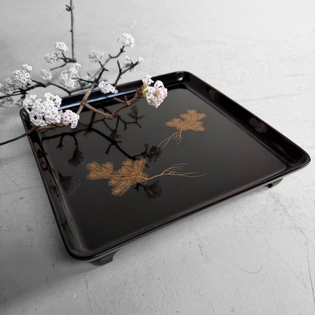 Japanese Lacquerware Tray with Gold Decoration, 1930s For Sale - Image 16 of 18