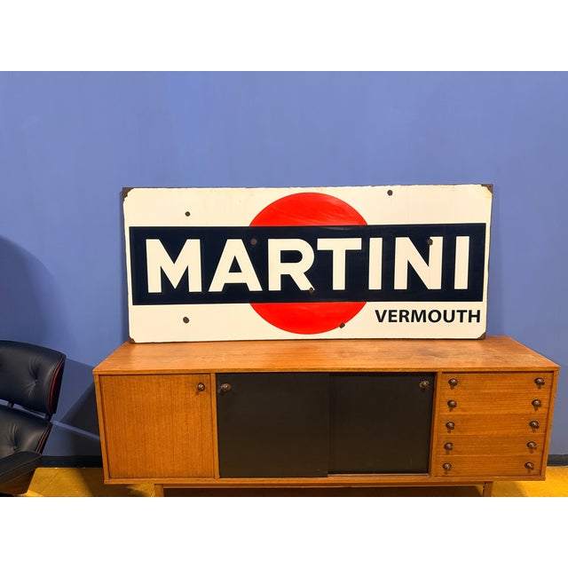 Black Vintage Martini Vermouth Sign in Enameled Metal, 1960s For Sale - Image 8 of 8