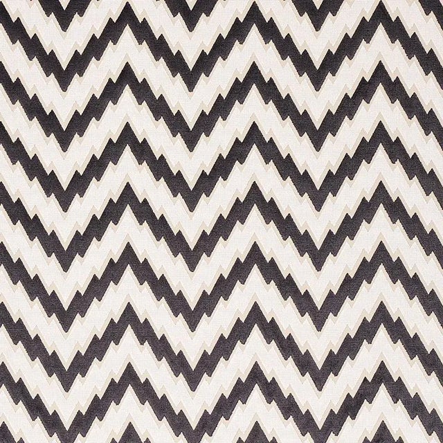 Sample- Schumacher Florentine Chevron Velvet Fabric in Black For Sale