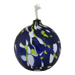 Vintage 80s Jozefina Krosno Hand Blown Glass Oil Lamp Confetti Swirl Pattern