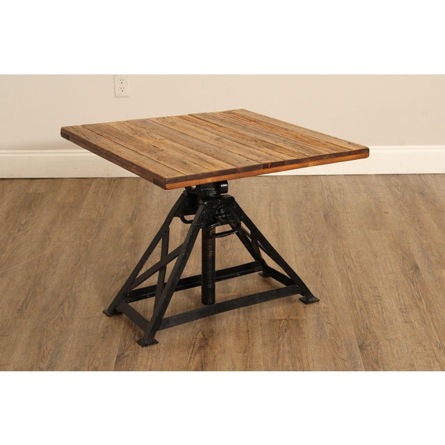 Industrial Style Pair of Adjustable Height Tables For Sale In Philadelphia - Image 6 of 12