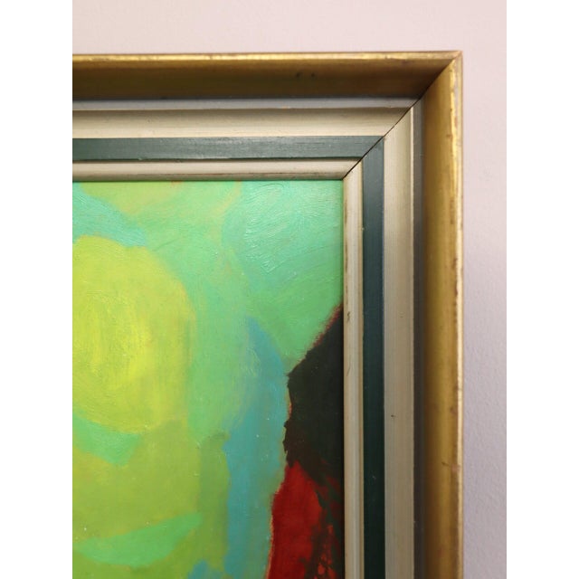 Paint 1949 Mid-Century Modern 'Sun Over the Hills' Vintage Expressive Landscape Oil Painting, Framed For Sale - Image 7 of 12