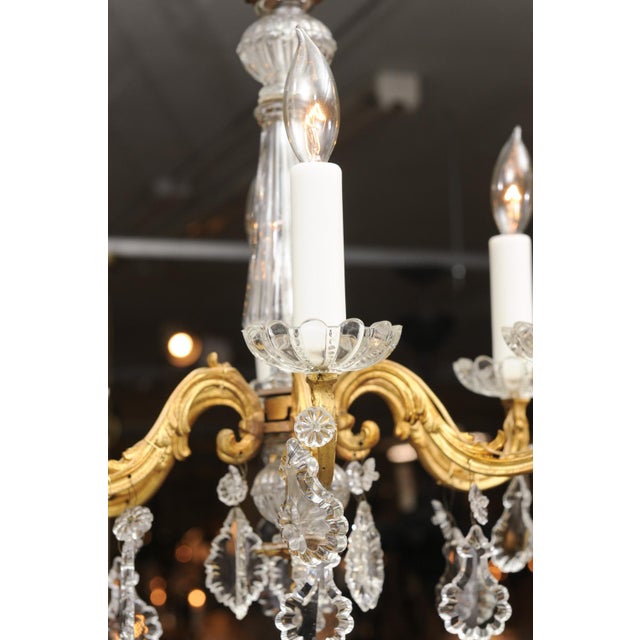 Petite Gilt Bronze & Crystal Louis XV Style Chandelier, 1930s France For Sale - Image 11 of 13