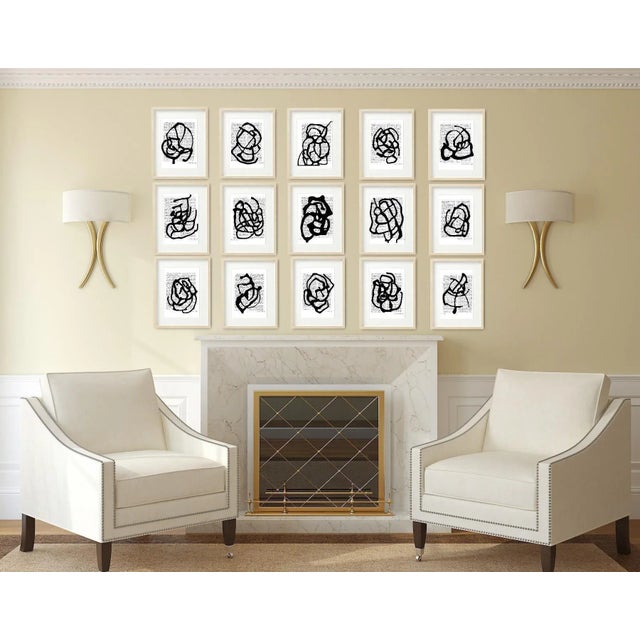 High-End Wood Shadow Box Framed 'Black & White Abstractions Series' (2) - Gallery Wall Art Prints Installation by Diane...