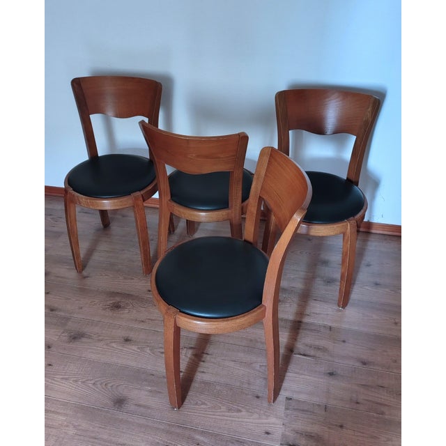Vintage Art Deco Leather Chairs, 1930s, Set of 4 For Sale - Image 6 of 7
