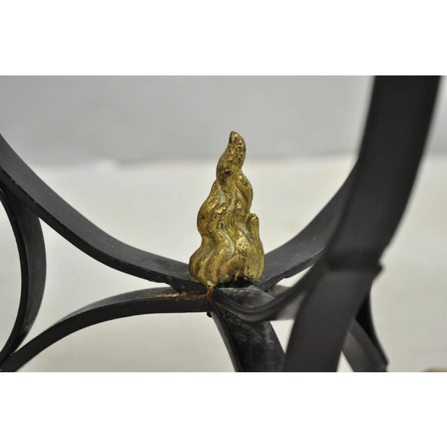 Mid 20th Century Italian Regency Round Marble Top Wrought Iron Brass Swan Low Drink Table - Pair For Sale - Image 9 of 16