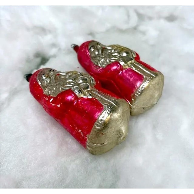 Christmas Pair of Antique German Mercury Glass Santa Claus Ornaments Holding Christmas Trees For Sale - Image 4 of 7