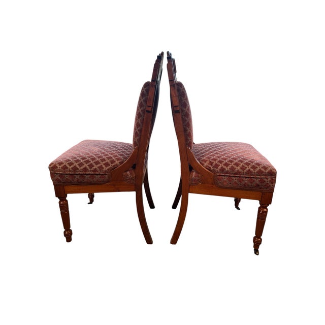 Traditional Set of Three 19th Century Eastlake Aesthetic Movement Walnut Parlor Chairs, Newly Upholstered For Sale - Image 3 of 12
