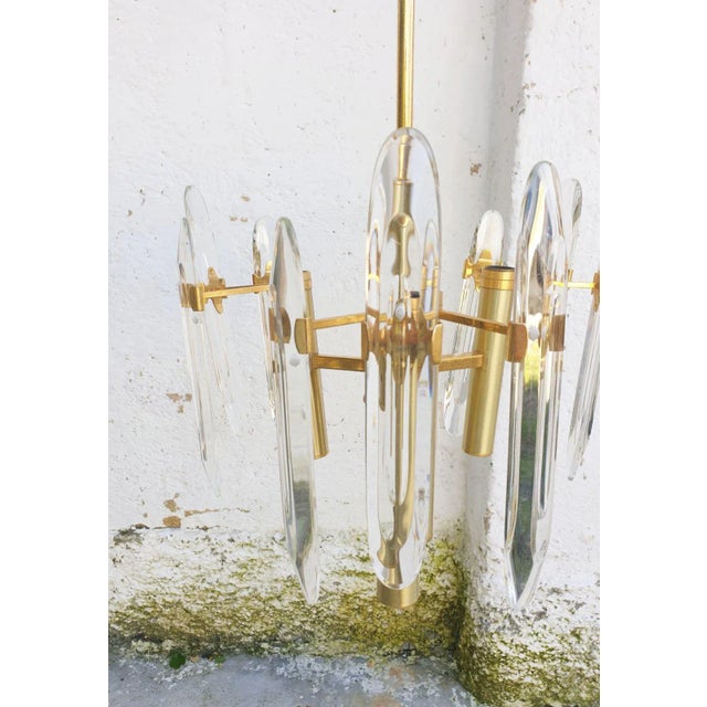 Mid-Century Modern Italian Brass & Crystal Glass Chandelier by Gaetano Sciolari for Sciolari, 1966 For Sale - Image 9 of 12