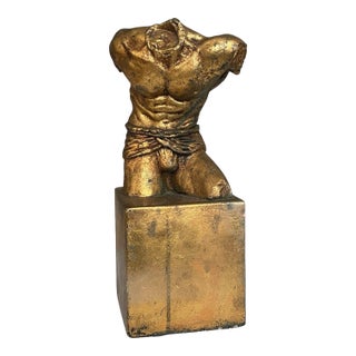 1960s Gold Sculpture of Male Nude Torso in Classical -Style For Sale