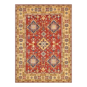 Kazak Rug 5’9” X 7’11” Red Wool Tribal Hand-Knotted Oriental Carpet