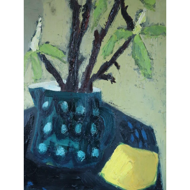 Mid-Century Modern 'Branches in a Blue Vase' Vintage Expressive Still Life Oil Painting by Swedish Artist Gunnar Johnsson (1917–2007), Framed For Sale - Image 10 of 11