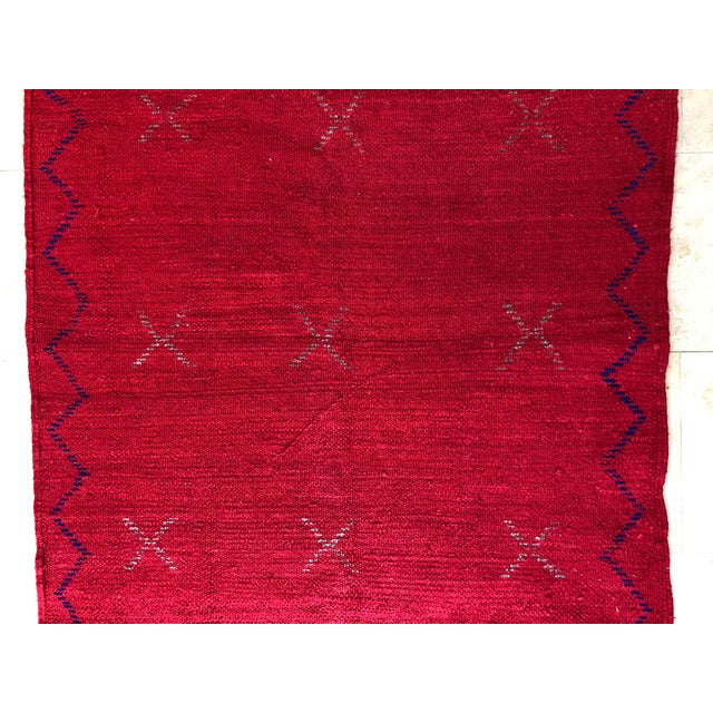 Bold Red Moroccan Wool Shag Rug Beni Ourain, Hand Knotted Boho Chic For Sale In New York - Image 6 of 13