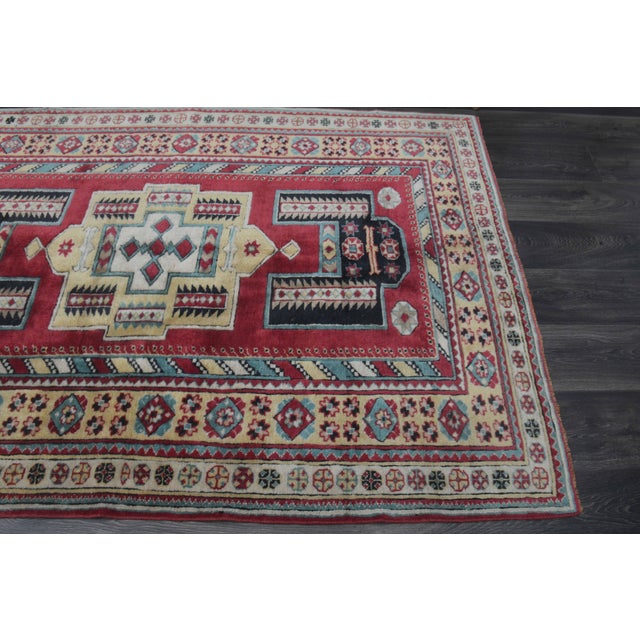 1970s Vintage Handmade Wool Cotton Red Area Rug For Sale - Image 11 of 11