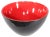 Stunning ceramic bowl having a black exterior, red interior, and subtle white line between the two dominant colors, at the...