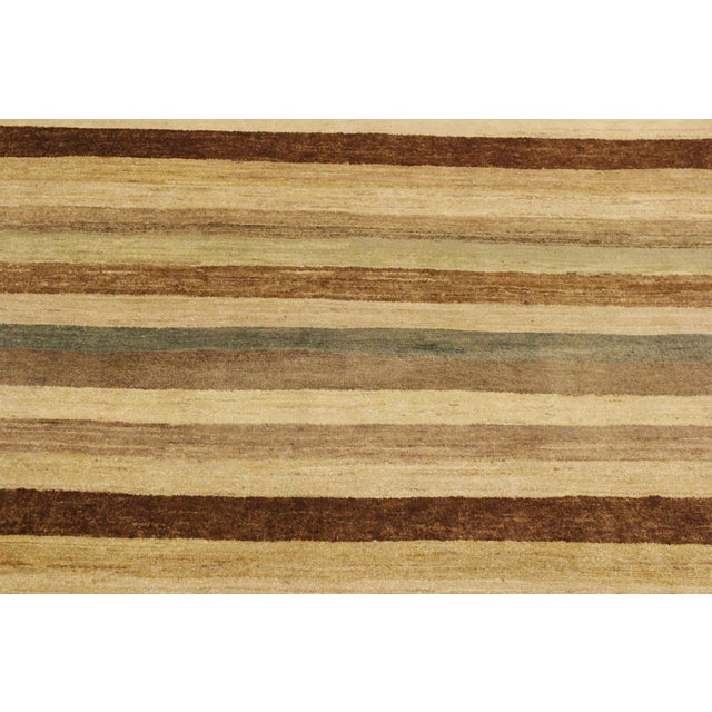 1990s Boho Chic Hand Made Beige/Green Wool Rug - 3'11'' X 5'7'' For Sale - Image 5 of 10