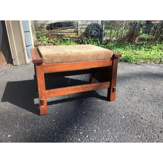 Mission Style Solid Quartersawn Oak Arm Chair & Ottoman Chairish