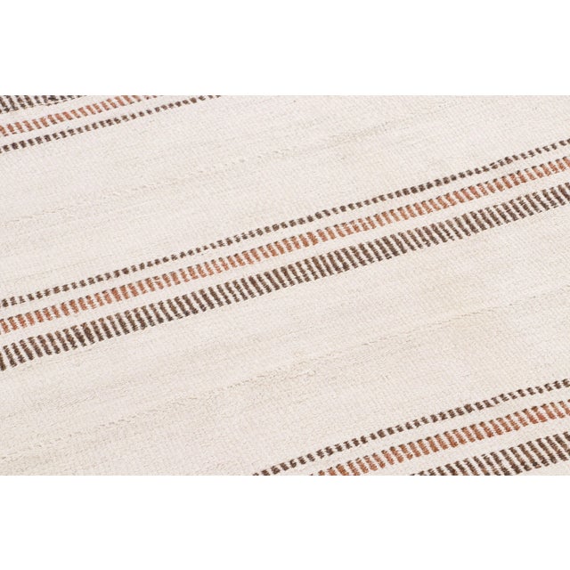 Traditional Vintage Turkish Kilim Hemp Rug With Brown Stripes by Rug & Kilim, 1950-1959 For Sale - Image 3 of 9
