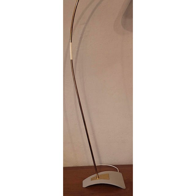 Mid-Century Modern Brass and Perforated Metal Arc Floor Lamp, 1960s For Sale - Image 5 of 12