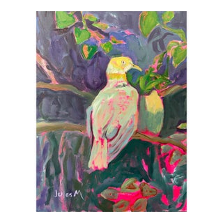 Lovely Dove- Fruit Dove Original Painting on Board by Julie Magardino For Sale