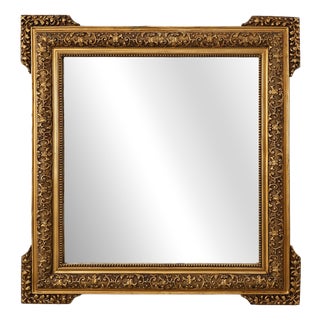 20th Century Baroque Square Giltwood Mirror, 1950s For Sale