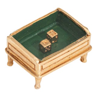 Vintage Craps Table Charm Dice 14k Yellow Gold Pendant Gambling Mid Century For Sale