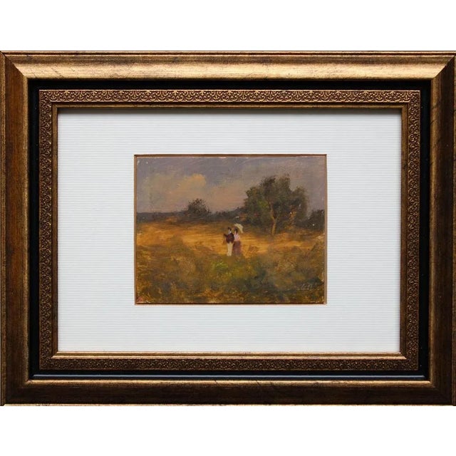 Antonio Leto, A Walk, 1890s, Oil on Board, in Good conditions. Designed 1890 to 1919 This piece is attributed to the...
