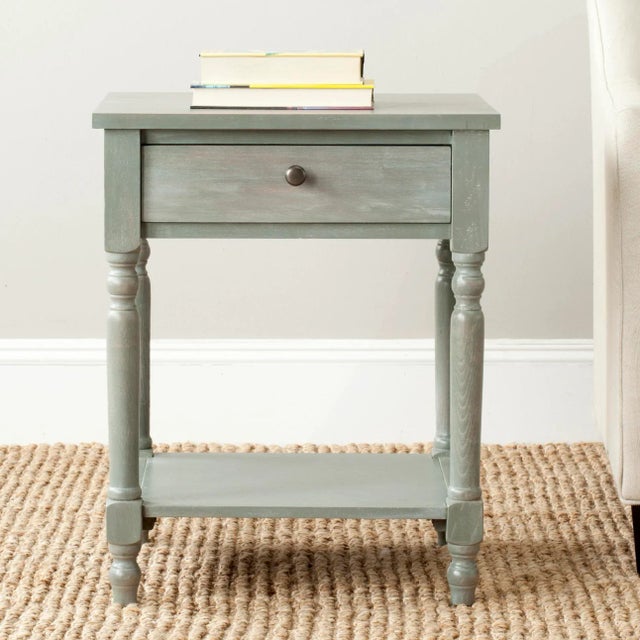 Gray Nightstand With Storage Drawer, French Grey For Sale - Image 4 of 5