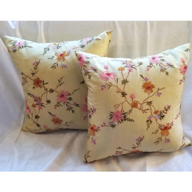 Pair of Embroidered Silk Throw Pillows Chairish
