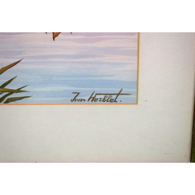 Mid 20th Century "2 Ducks in Flight", Watercolour by Jean Herblet Ex- c.z. Guest Collection For Sale - Image 4 of 4