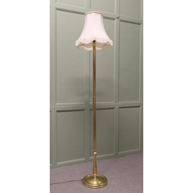 Metal Vintage Slender Column Brass Floor Lamp, 1930 For Sale - Image 7 of 8