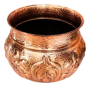 Large Jugendstil Floral Hammered Copper Palm Pot, Vienna, Austria, 1908