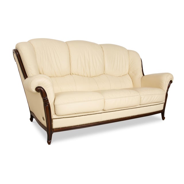 Animal Skin Palatino Three-Seater Sofa in Cream Leather from Nieri For Sale - Image 7 of 11