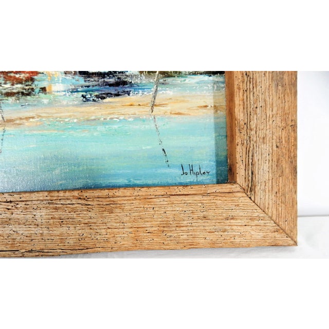 Blue Florida Keys "Channel Cut" Oil Painting by Jo Hipler, Framed For Sale - Image 8 of 12