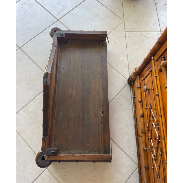 Ornamental & Decorative Materials Antique French Armoire With Faux Bamboo & Pine Wood For Sale - Image 7 of 18
