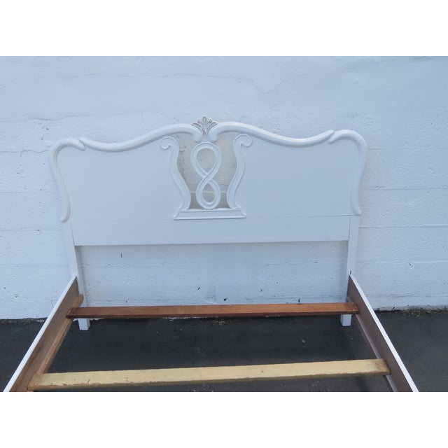 French Shabby Chic Painted White Carved Full Size Bed 6446 For Sale In Miami - Image 6 of 14
