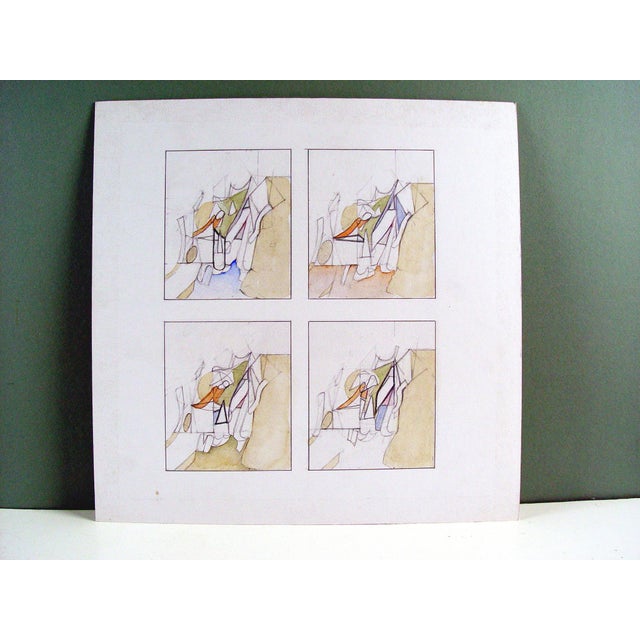 Late 20th Century Abstract Study in Muted Neutrals Watercolor Painting For Sale In Seattle - Image 6 of 6