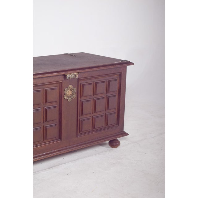 Vintage Portuguese Dark Wood Chest, 1920s For Sale - Image 4 of 11