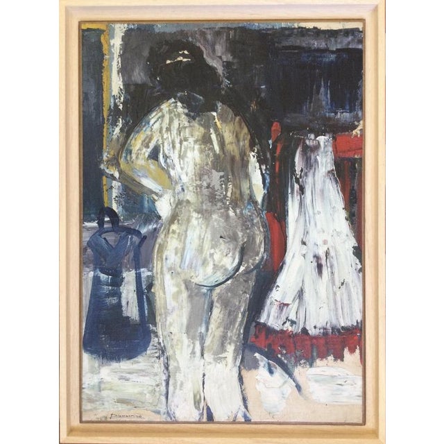 Paper Diamentino Riera, Nude at his toilet, 1949, Oil on mounted Paper For Sale - Image 7 of 7